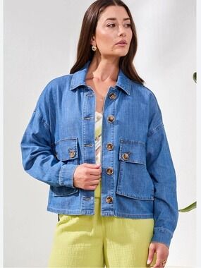 Tribal Lightweight Denim Jacket With Back Adjustment NWT Size M